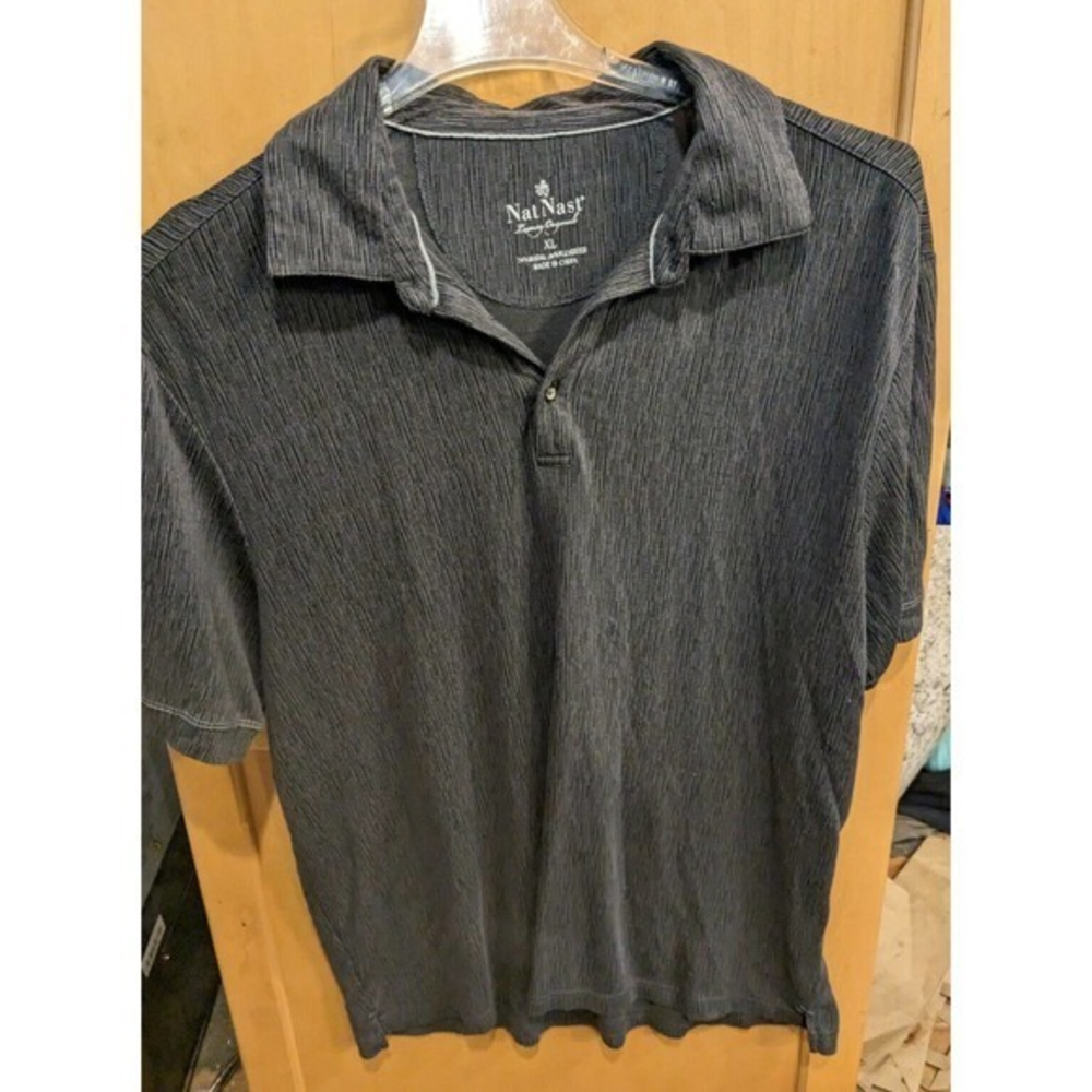 Nat Nast Shirt Mens XL dark grey Button Down modal blend short sleeve